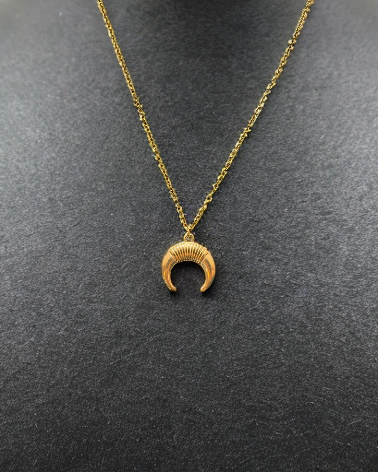 Crescent Horn Pendant Necklace – Gold-Plated Stainless Steel Kirei - 1005