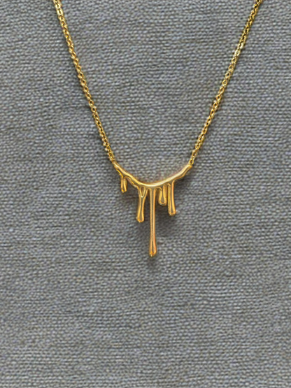 Drip Design Gold-Plated Stainless Steel Pendant Necklace Kirei - 1003