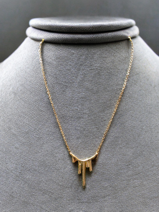 Drip Design Gold-Plated Stainless Steel Pendant Necklace Kirei - 1003